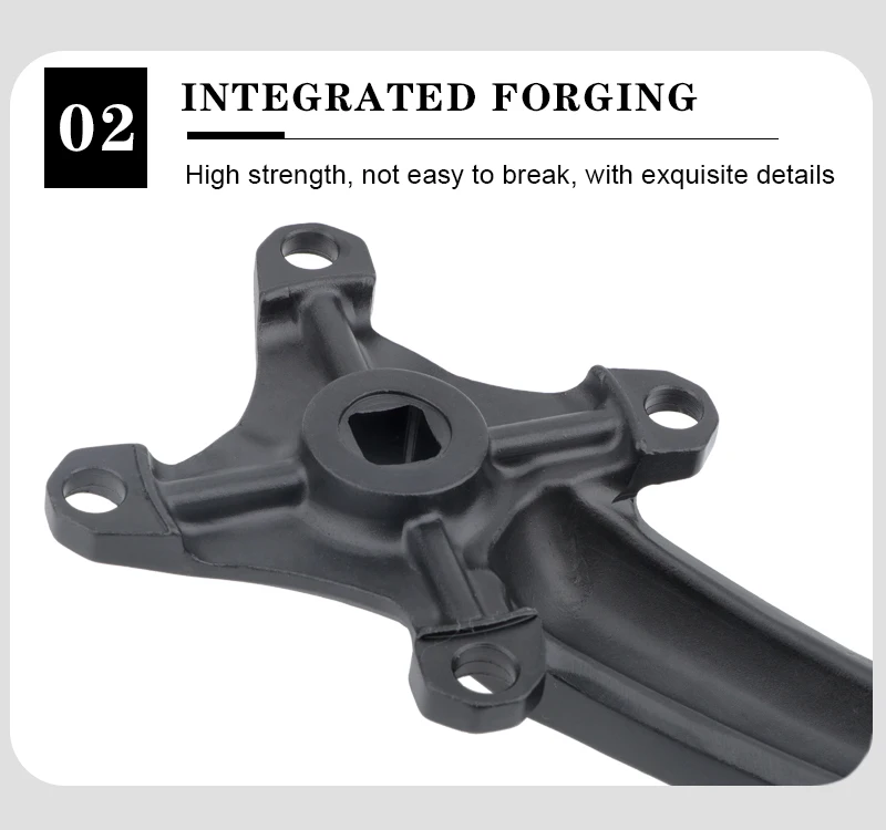 HASSNS Mountainbike-Kurbelgarnitur mit quadratischem Schaft und positiv-negativem Zahnprofil, 104 BCD, Einzelkettenblatt für Upgrades – Detail 7