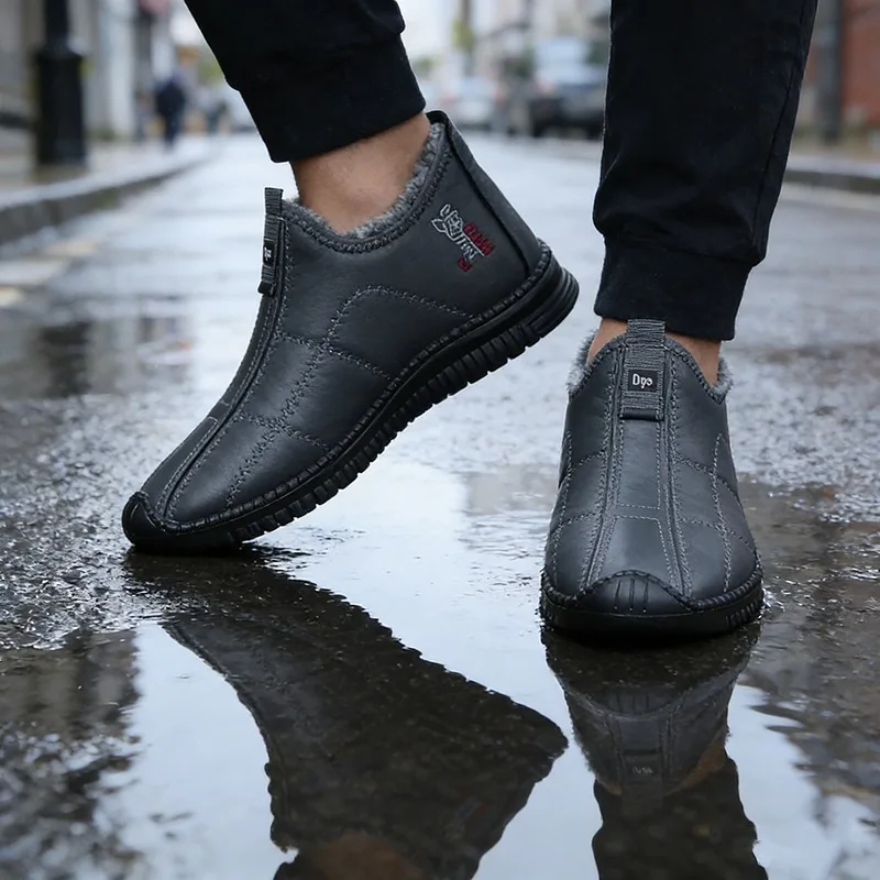 

1pair Snow Boots Winter Large Size Cotton Shoes Non-slip Warm Piled Thickened Casual Shoes Size 39-48