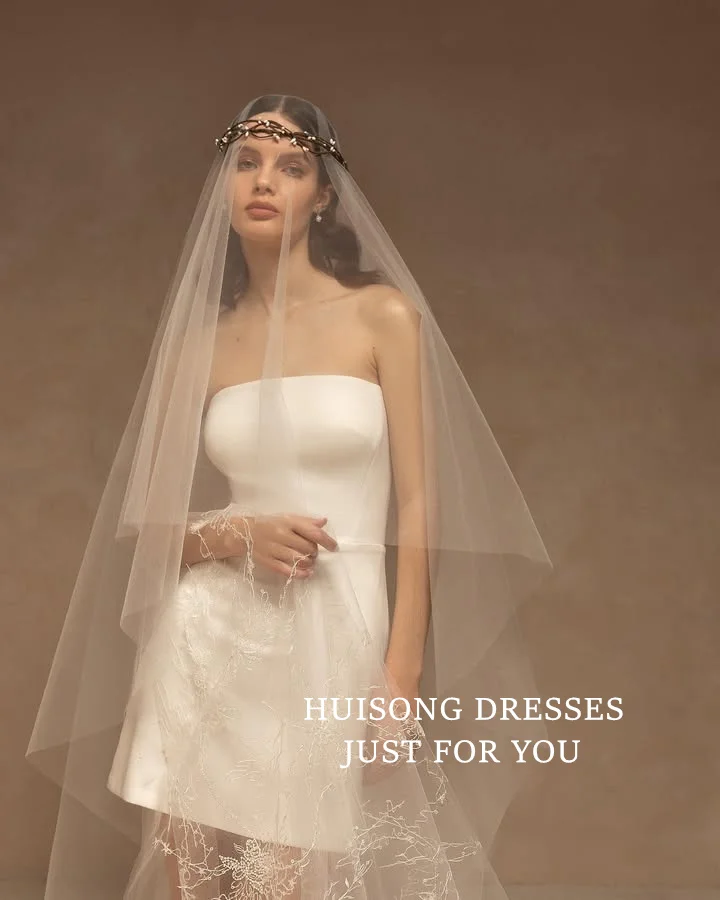 

Свадебные платья HUISONG: короткие, простые, из сатина, без рукавов, мини-платья для невест, свадебные наряды (vestidos de novia)