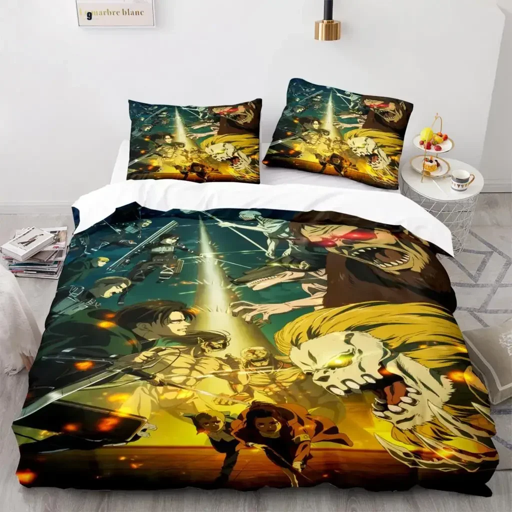 

Anime Attack On Titan Bedding Set Single Twin Full Queen King Size 2/3pcs Bedding Set Adult Kid Duvet cover Sets Home Textiles