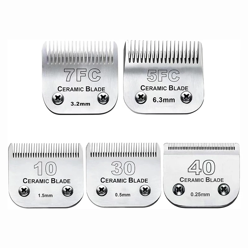 5pcs #10 30 40 5FC 7FC Pet Dog Grooming Detachable Ceramic Blade Compatible with Andis,Oster A5,Wahl KM Series Animals Clippers