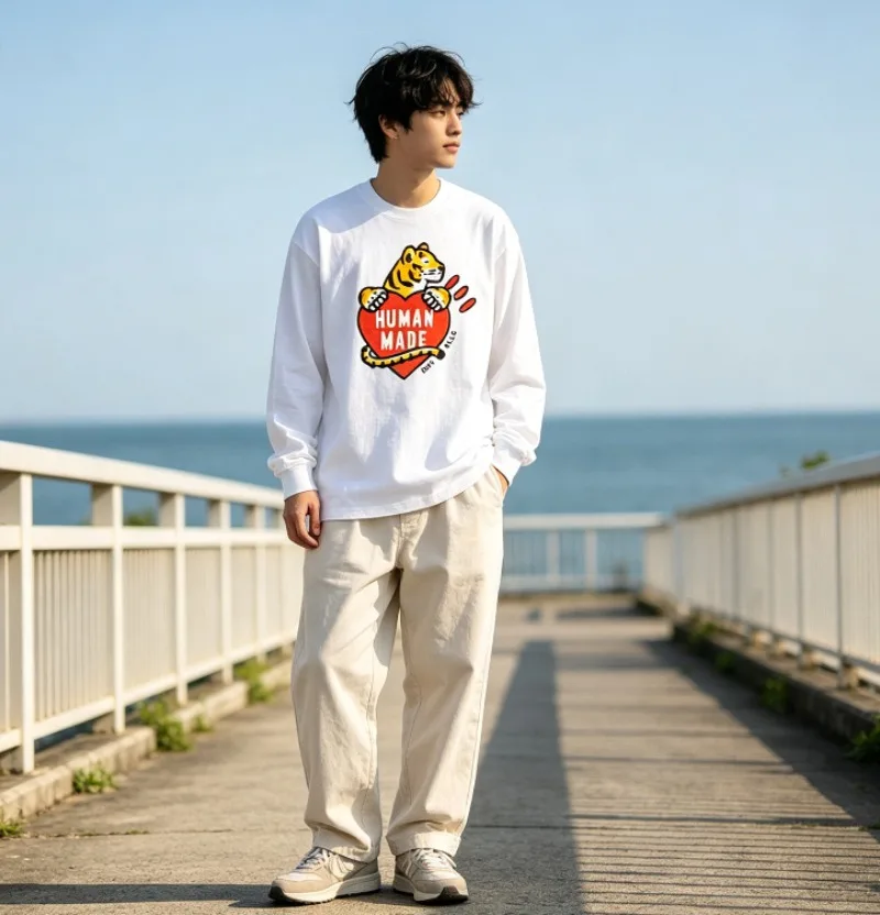 Human Made 2026 Tiger Heart Graphic L/S Tee Relaxed Fit Couple 100% Cotton Streetwear