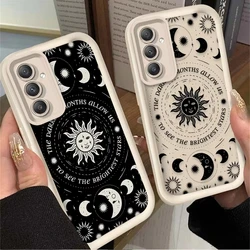 Retro Moon Sun God Phone Case For Samsung Galaxy A55 A54 A15 A14 A25 A35 A52 A53 5G S24 S23 Ultra Plus S22 S21 FE Silicone Cover