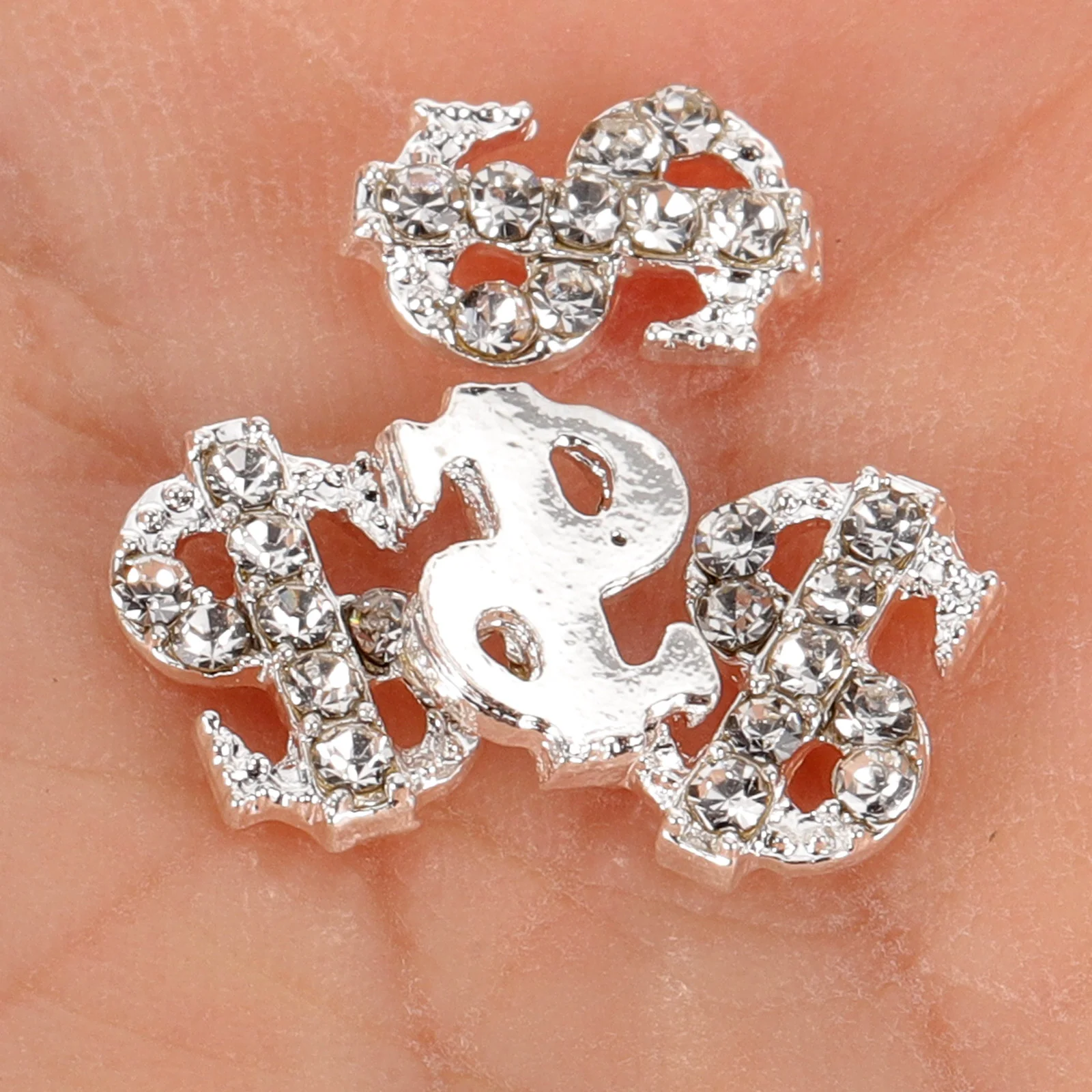 20 Pcs Dollar Sign Jewelry Nail Rhinestones Charms for Nails Design Coin Miss Supplies