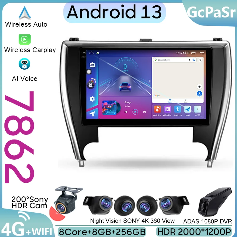 

Car Android For Toyota Camry 7 XV 50 55 2014 - 2017 US EDITION Multimedia Stereo Player Carplay Auto Radio 5G WIFI No 2din DVD