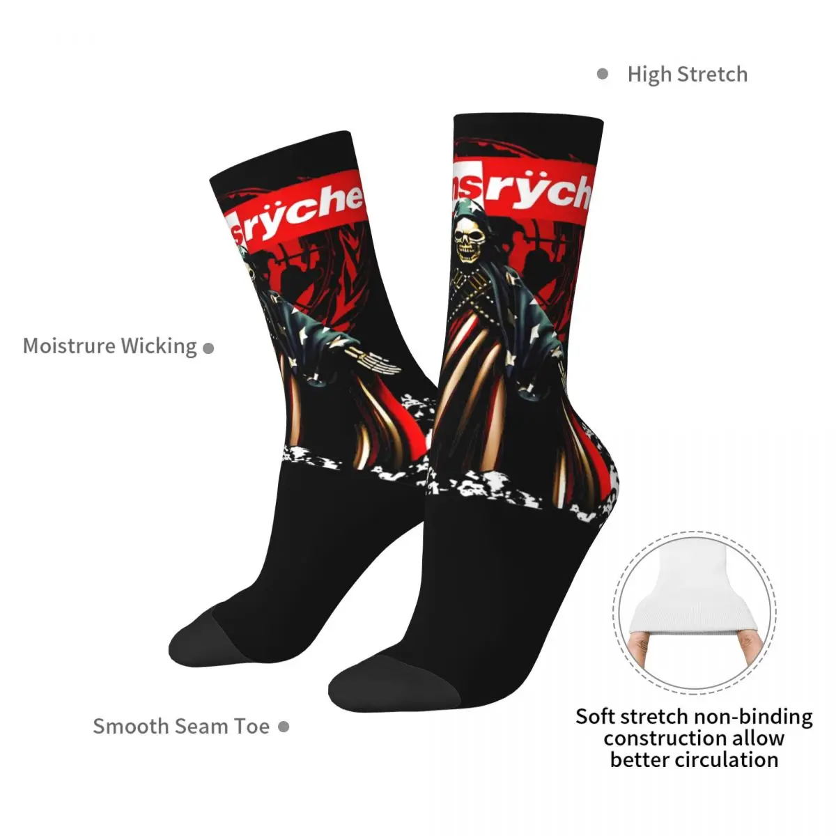 Queensryche Heavy Metal Band Socks Merch For Men Women Soccer Socks Cozy Birthday Present