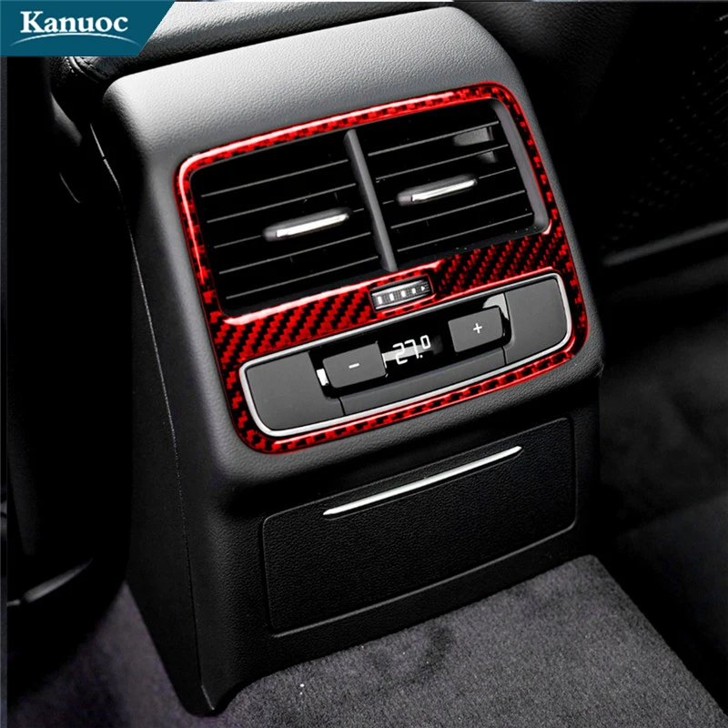 

For Audi A4 B9 RS4 S4 2017 2018 2019 Car Interior Decorative Accessories Carbon Fiber Rear Air Vent Stickers Frame Trim