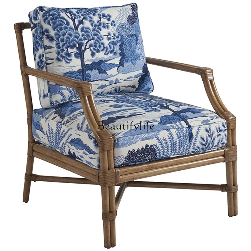 

pg45American Country Retro Solid Wood Landscape Painting Fabric Couch So Easy So Beauty Recliner