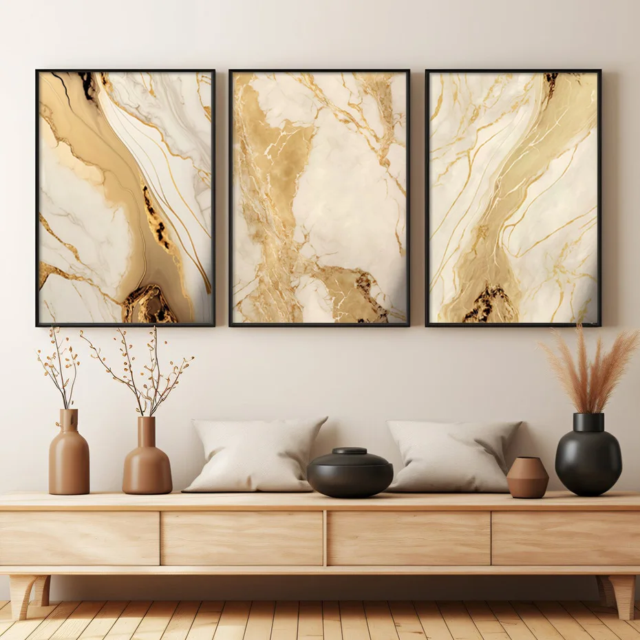 

Abstract Beige Gold Black Marble Texture Canvas Paintings Modern Wall Art Posters Prints Pictures for Living Room Interior Decor