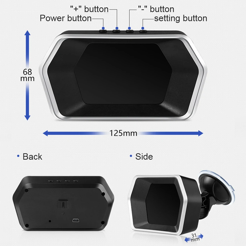T17 Head-up Display voor Tesla Model 3Y LCD-scherm Snelheidsmeter Licht Prompt Veiligheidsalarm Rijtijd Auto Smart HUD-meter