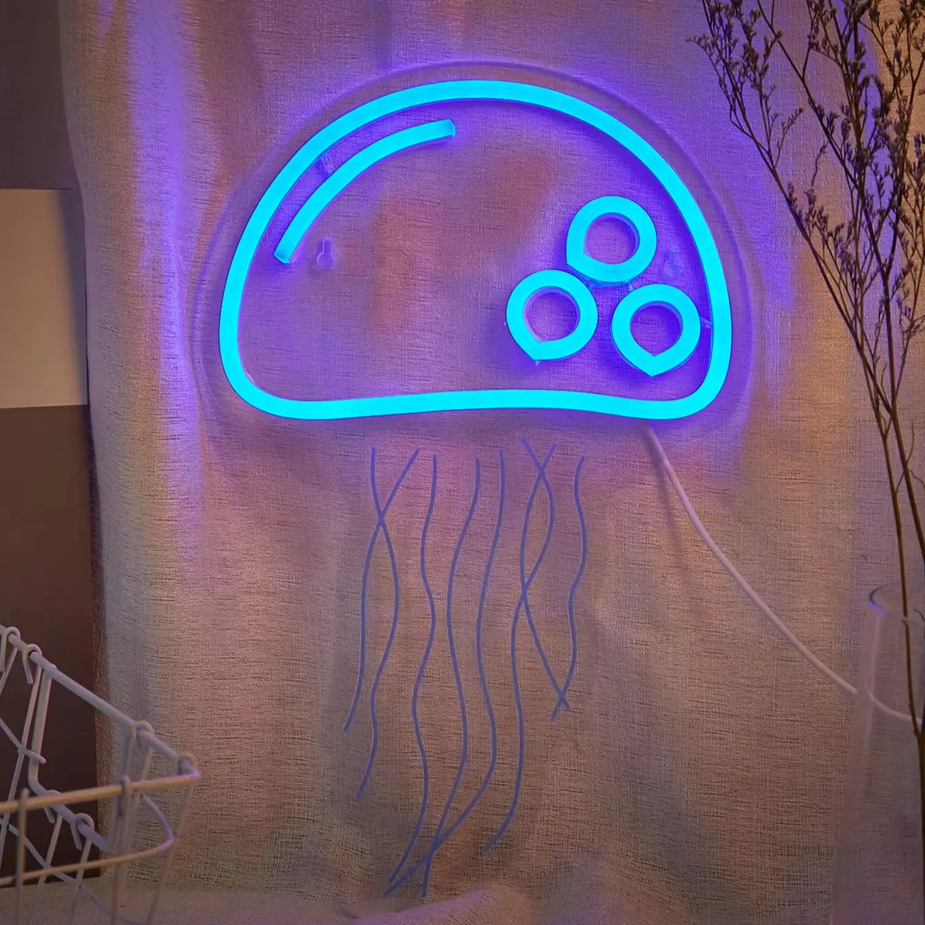 

Chi-buy LED Neon Jellyfish USB Powered Neon Signs Night Light 3D Wall Art Bedroom Living Room Decor Lamp Signs