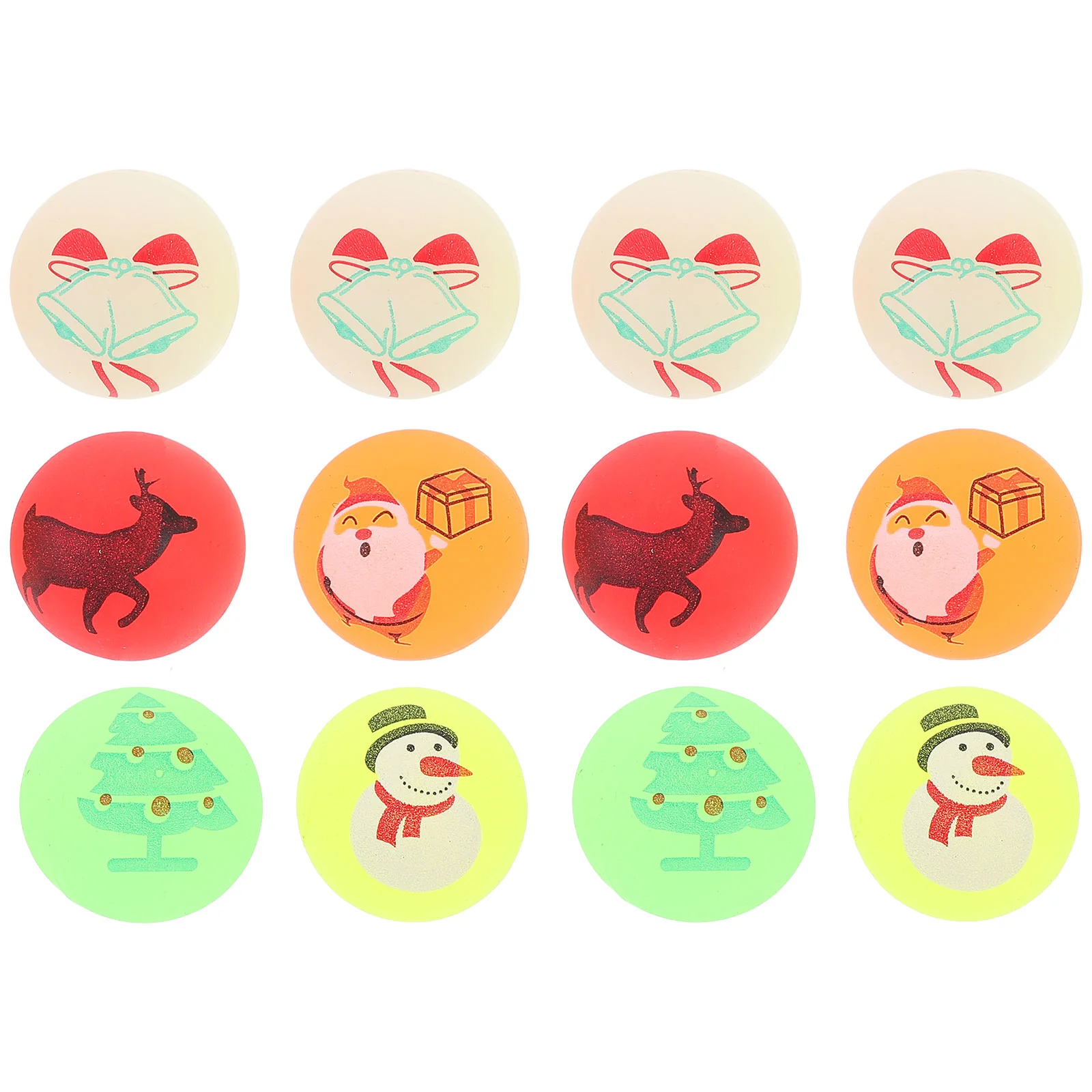 12 Pcs Toy Christmas Glow-in-the-dark Bouncy Ball Solid Bouncing Game Balls Shine Rubber Carnival Party Decor