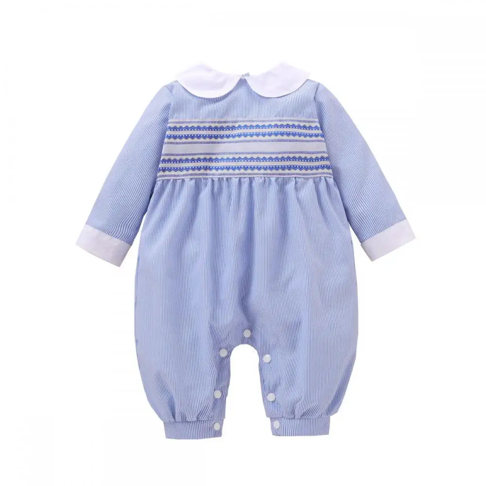 

2024 Newborn Toddler Romper Clothes Baby Girl Striped Long Sleeves Jumpsuit Lapel Collar Fashion Babe Girls Boutique Clothing