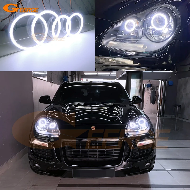 For Porsche Cayenne 955 9PA 2002-2006 Xenon Headlight Excellent Ultra Bright COB Led Angel Eyes Kit Halo Rings Day Light