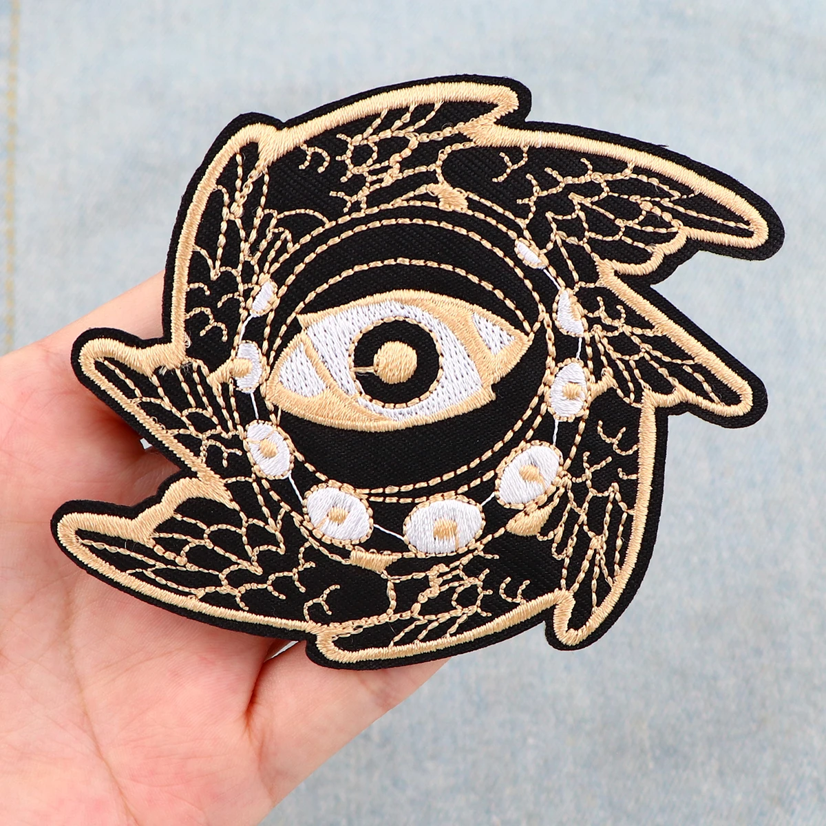 Evil Eyes Punk Embroidered Patches For Clothing DIY Sewing Applique Patch Angel Wings Iron On Patches On Clothes Stickers