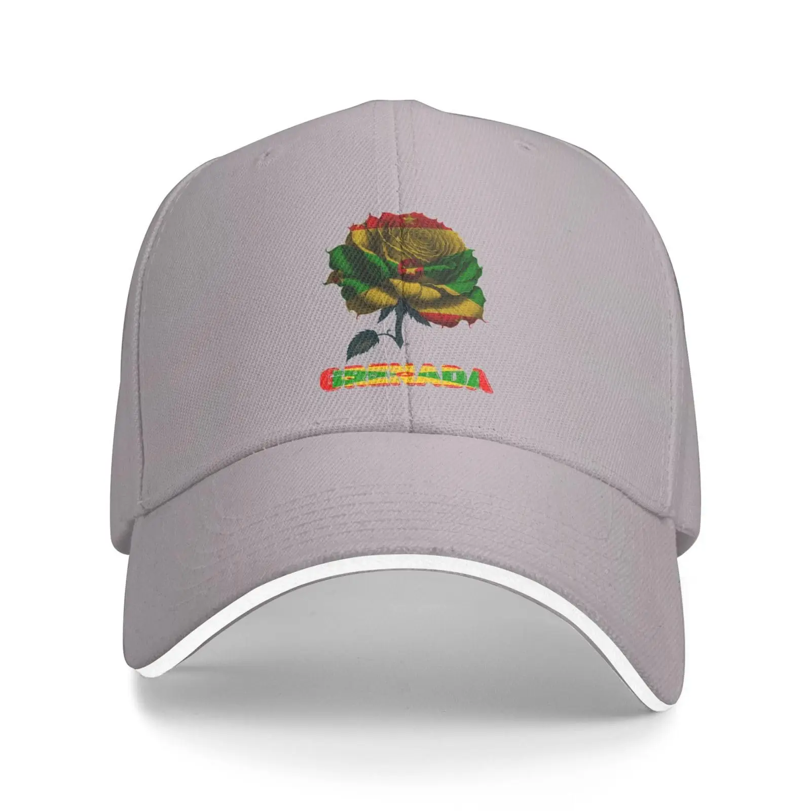 Vintage Grenada Grenadians Flag Rose Flower Baseball Cap Dad Truck Flat Bill Snapback Brim Sports Hip Hop Hat for Men Women