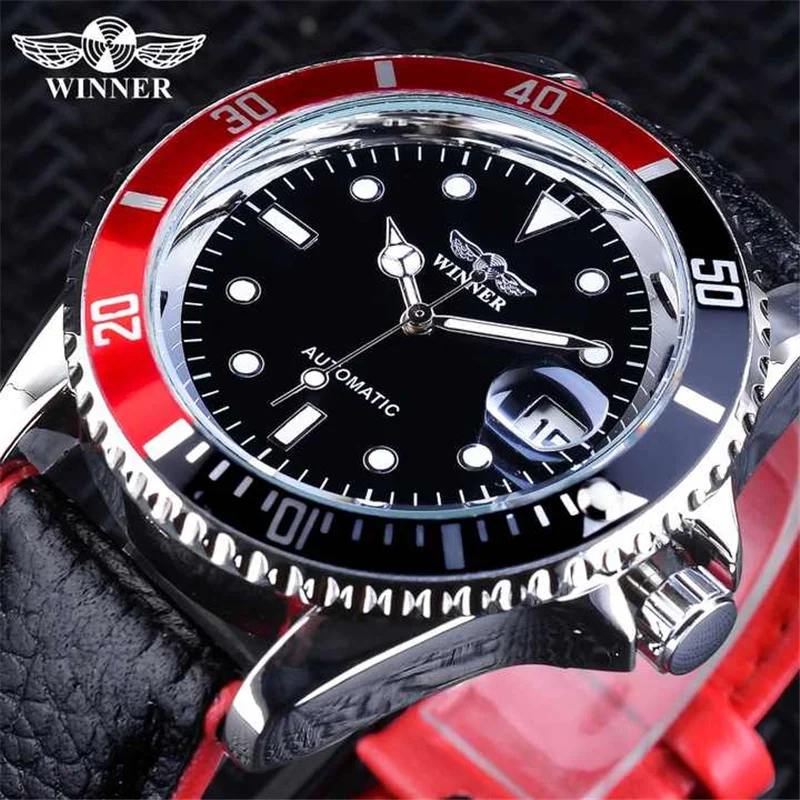 Winner 002 Fashion Sport Watches Calendar Display automatic movement Self-wind for Men Luminous Hands reloj automático de hombre