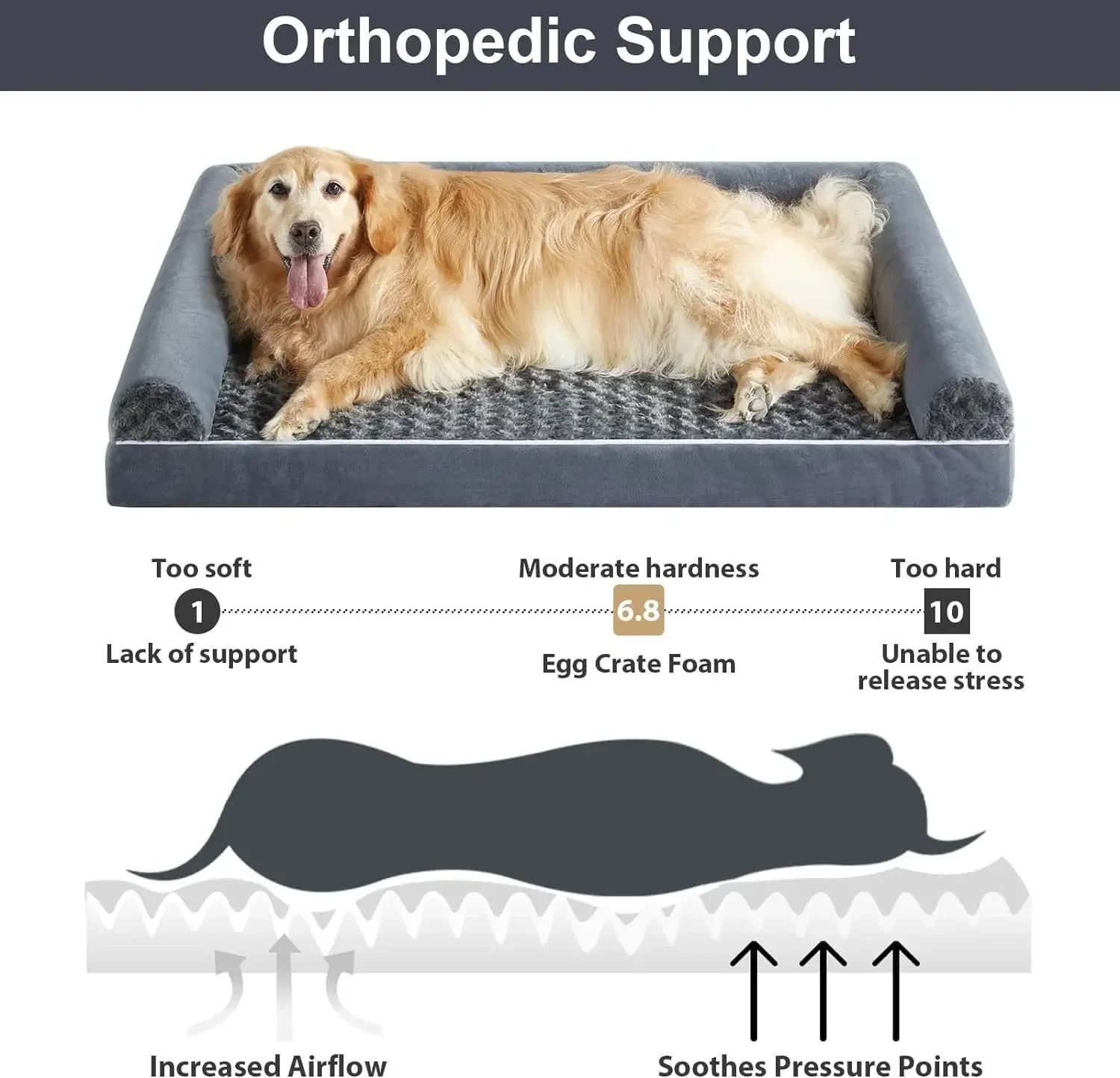 

New Style Four Seasons Available Luxury Large Size Pet Bed Rectangular Breathable Warm Memory Foam Orthopedic Dog Bed