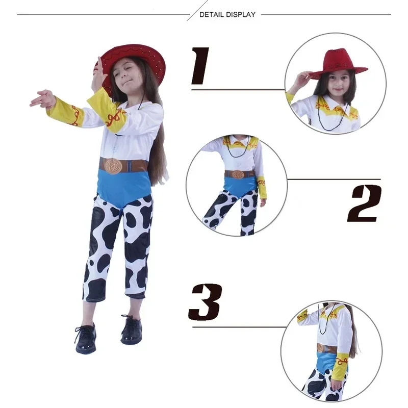 أطفال بنات قصة الفيلم جيسي تأثيري ازياء الطفل راعية البقر داخلية قبعة الدعاوى هالوين كاوبوي وودي لعب الأدوار ملابس الحفلات