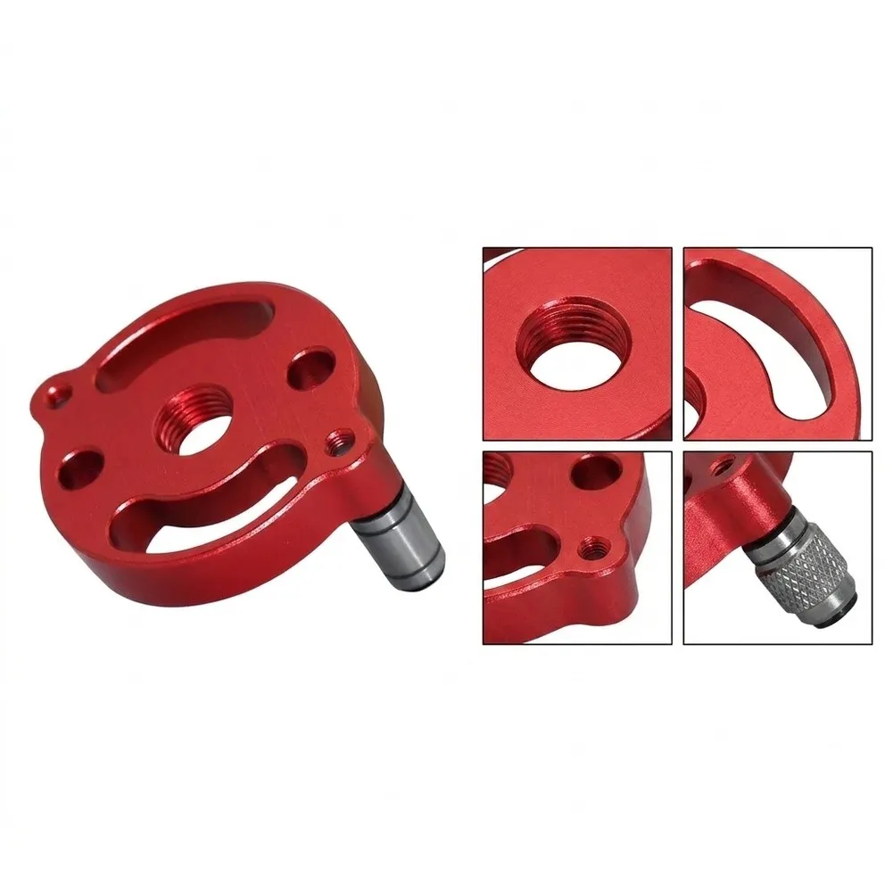 Aluminum Drill Alignment Tool with Eight Sized Bushings Supporting Mortise Joints and Cabinet Construction Work