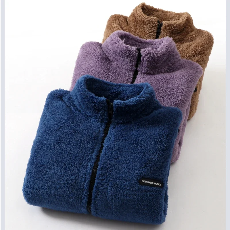 Children Winter Outerwear Fleece Warm Teenage Boys Girls Plush Jacket Zipper Fur Coats 4-18 Y Casual All-match Kids Tops Clothes