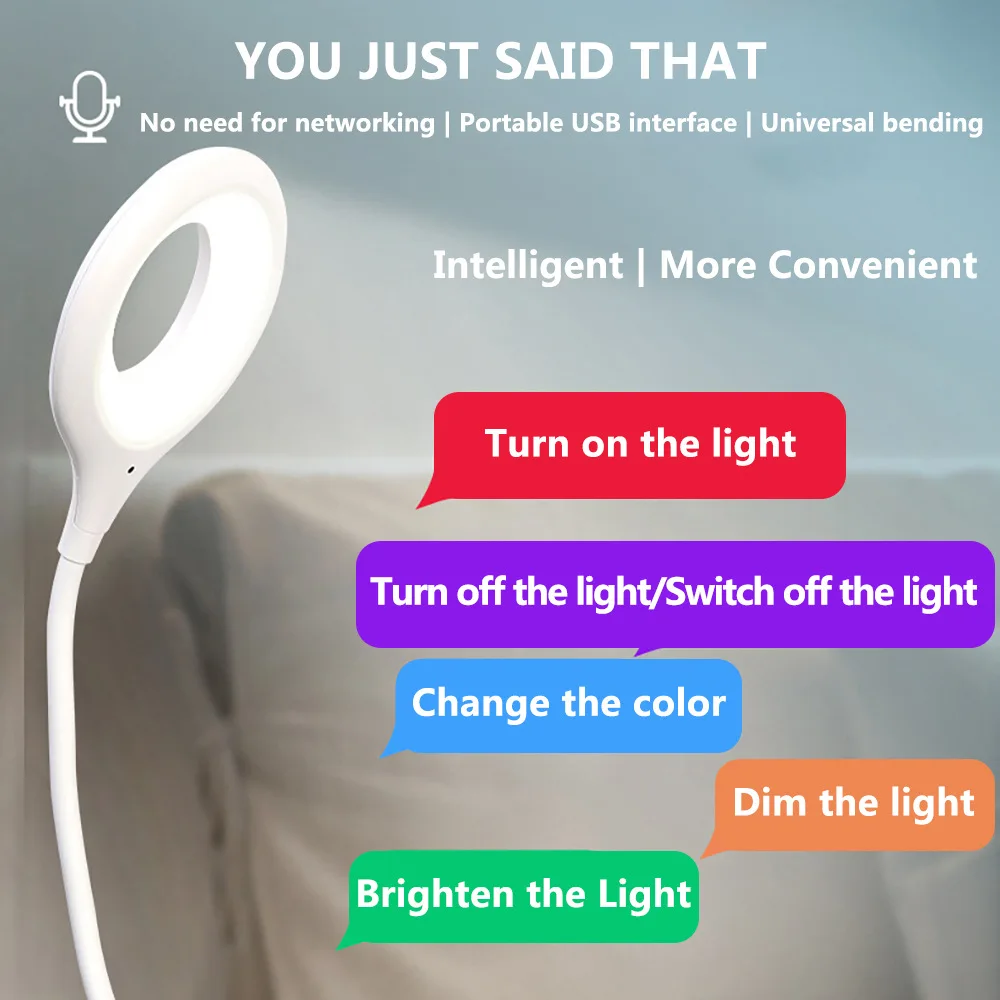 

SOMYMORE Intelligent Voice Control Night Light For Bedroom LED Lamp For Kids Bedside Night Lights 5V USB LED Light