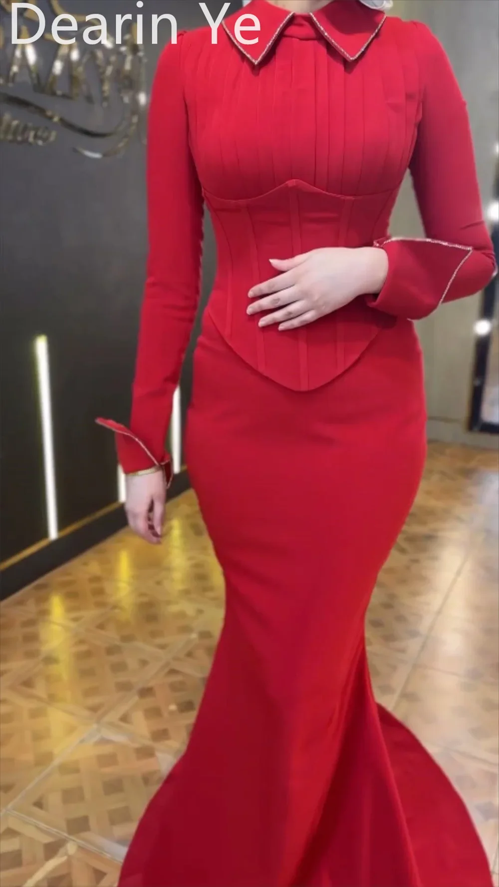 Customized Evening Dress Formal Dearin Jewel Mermaid Floor Length Skirts Ribbon Bespoke Occasion Dresses Prom Gown Saudi Arabia