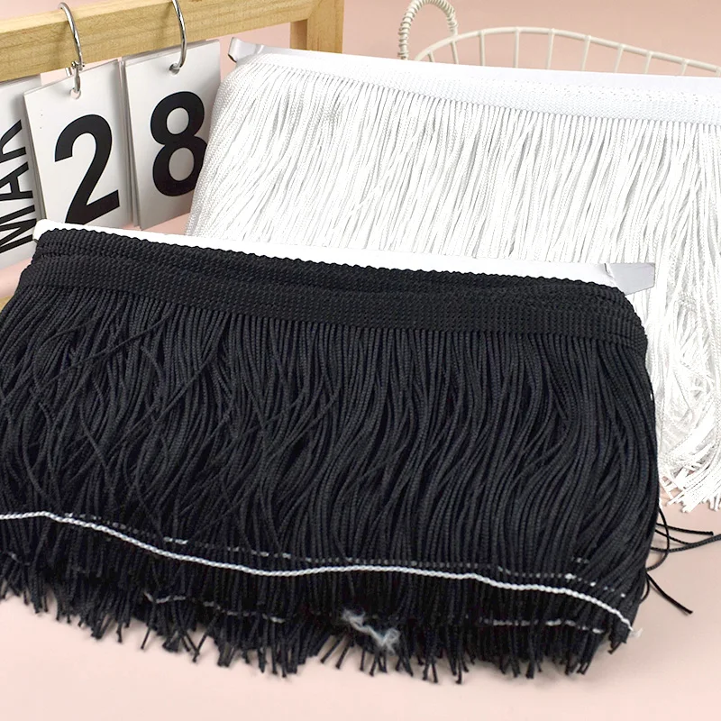 

2/5Yards 10/15/20/30/50cm Black White Tassel Fringes Clothes Bag Lace Trim Ribbon Band Boots Dress Trimming DIY Sewing Material