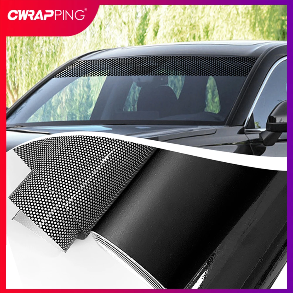 20cmx150cm Car Front Windshield Stickers Anti-UV Privacy Window Stickers for Auto Front Windshield Side Blocks Cover Film