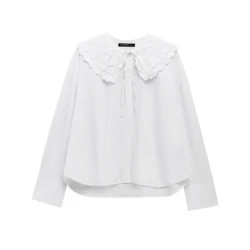 Women Spring Autumn Long Sleeve Single Breasted Lace Up Doll Collar Blouse Street Clothing Shirt Chic Ladies Top 0881001