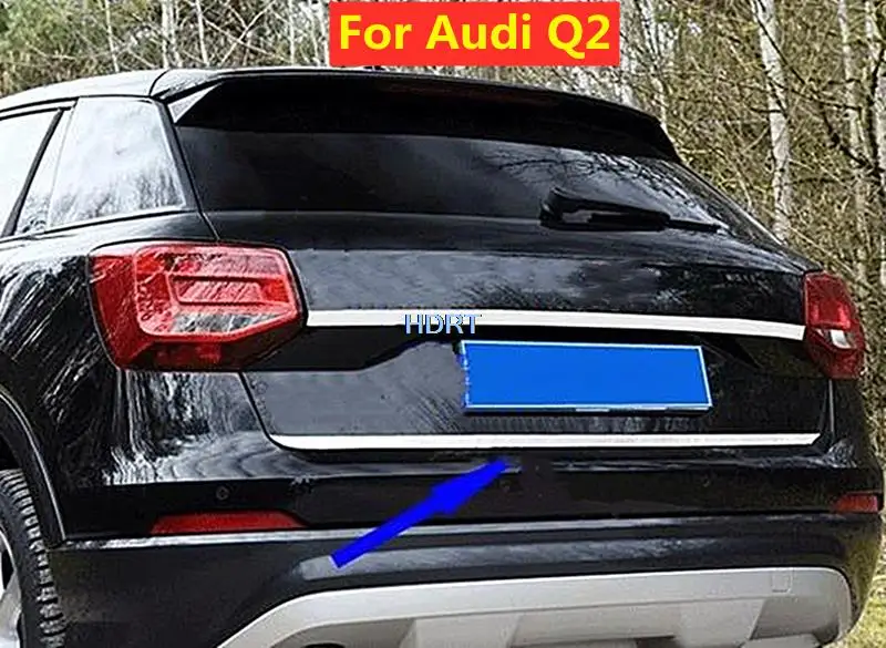 

Для Audi Q2 2018 2019 2020 2021 автомобильные аксессуары из нержавеющей стали крышка багажника отделка заднего багажника молдинг ободок стильная наклейка