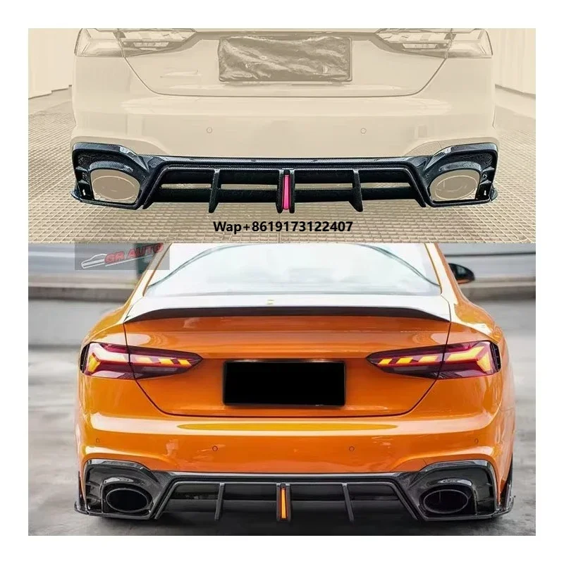New RS5 B9.5 Carbon Fiber Rear Lip Exhaust Bolt-On Lightweight Car Bumper