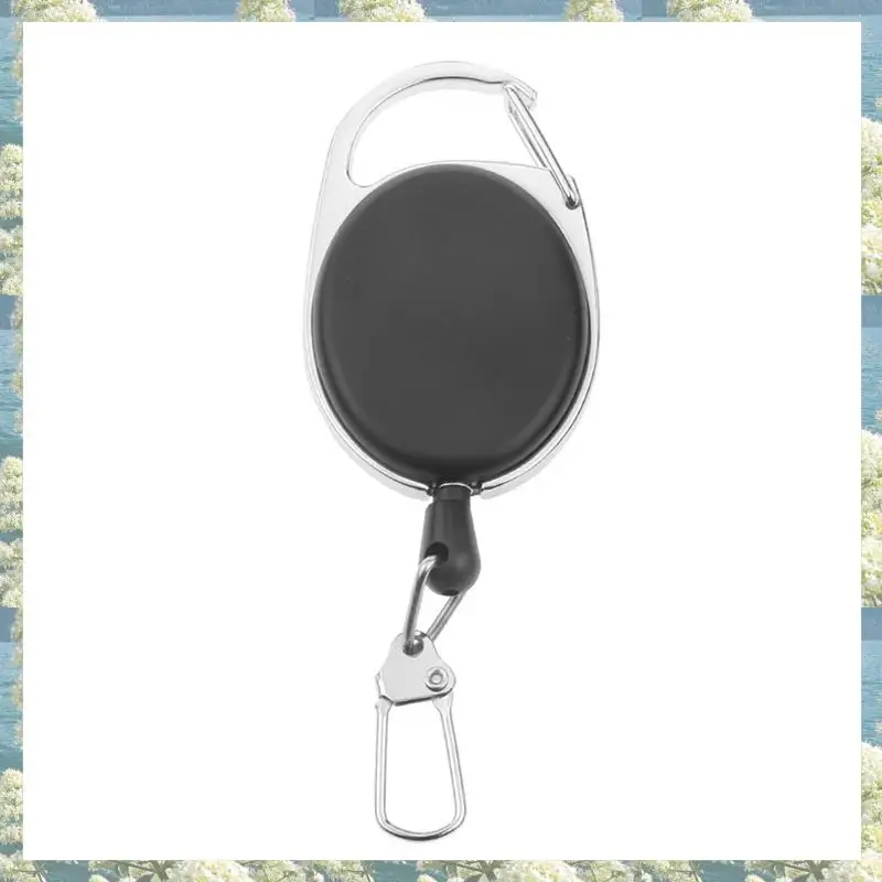 New-4X mosquetón retráctil de alta resistencia, carretes Tinker, cable de tracción de 60Cm con Clip para llavero, negro