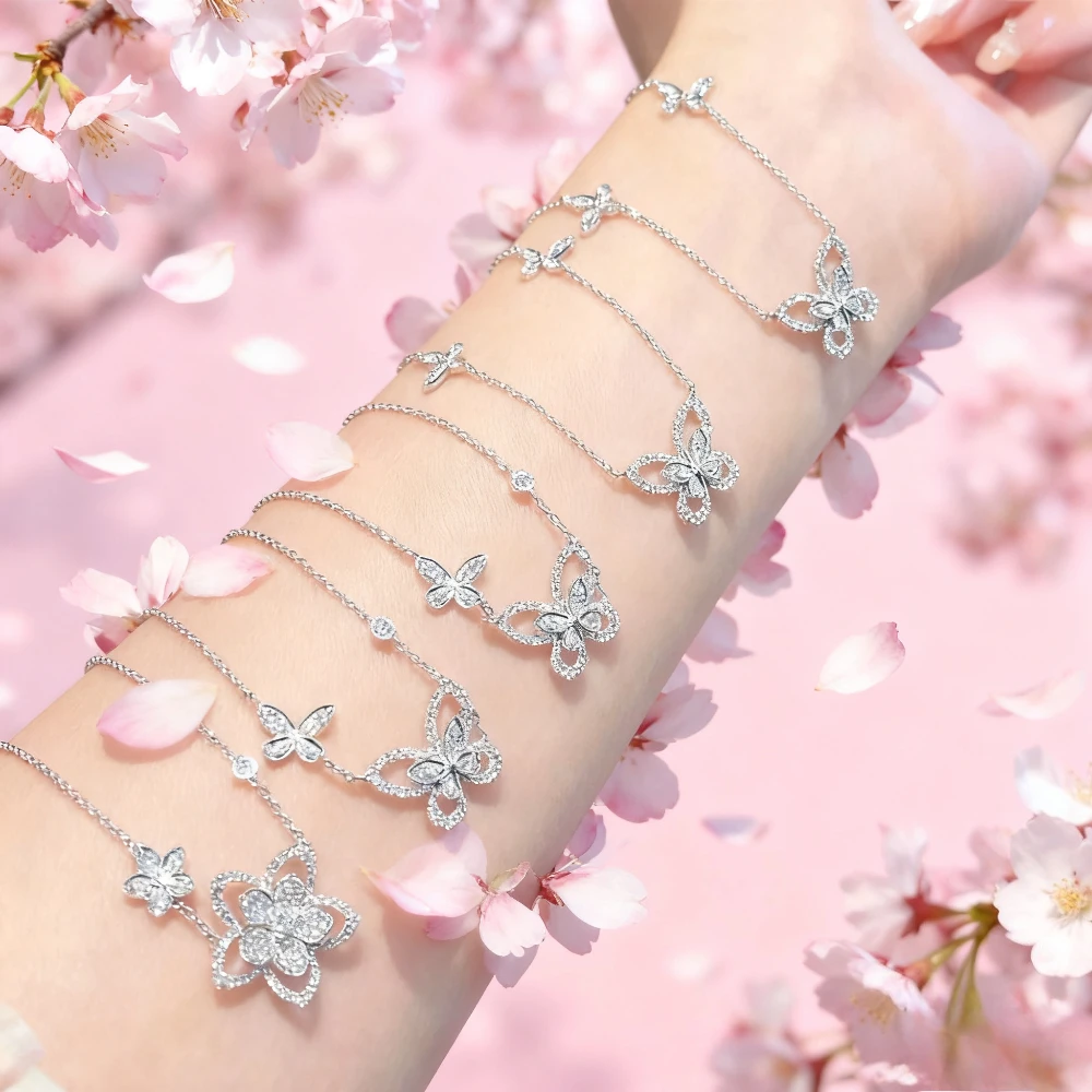 

2025 Новые элегантные аксессуары, французская роскошная бабочка - женское ожерелье Phantom, высококачественный муассанит, сверкающее для вечеринки