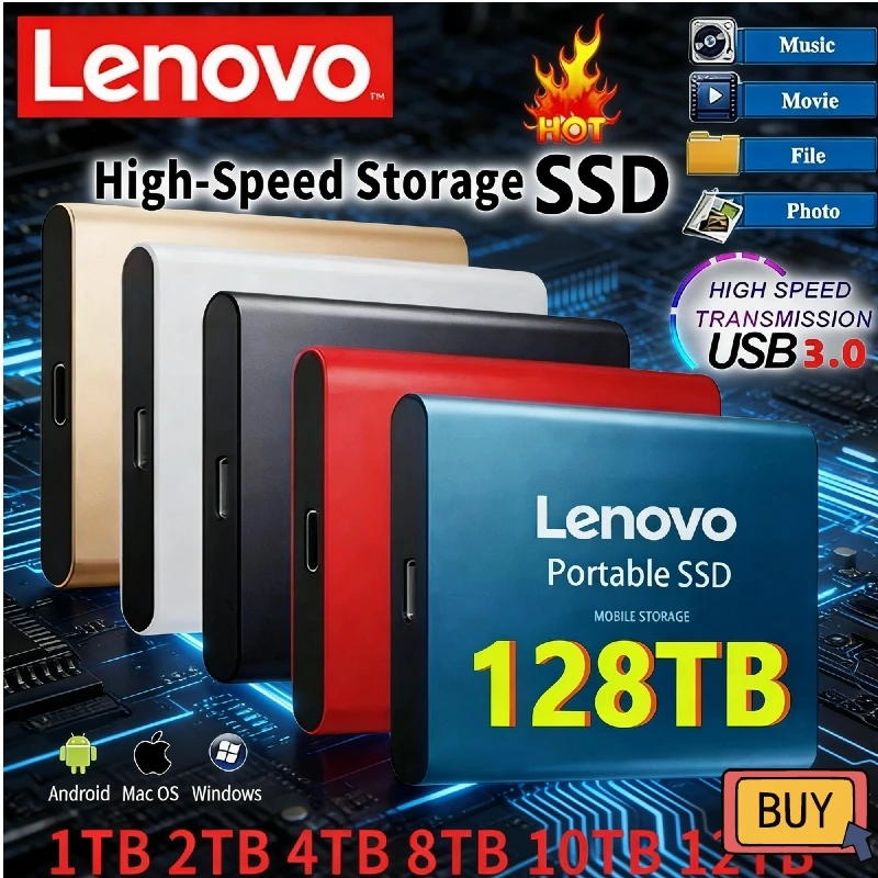 

Новый высокоскоростной внешний SSD-накопитель Lenovo 2026 года, 500 ГБ/2 ТБ/4 ТБ/8 ТБ/16 ТБ, USB 3.1, 2,5 дюйма, портативный твердотельный накопитель для ноутбуков и PS4