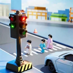 Safety Education Traffic Light Toy Lamp Block Brick City Street View Accessories Signpost Barrier Speed Limit Indicator Warning