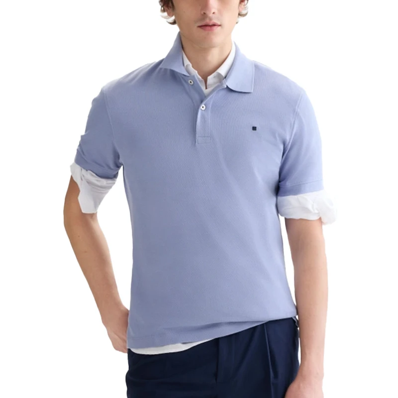 PG Kleines Logo Besticktes Einfarbiges Baumwoll-Kurzarm-Poloshirt für Herren Regular Fit Minimalistische Lässige Oberteile – Detail 5