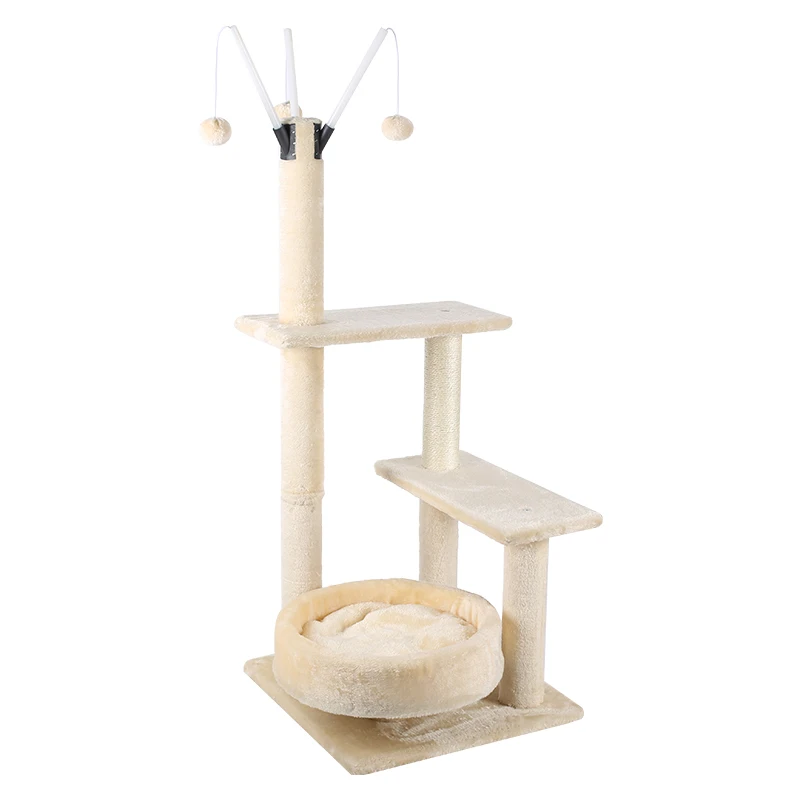 

Manufacturers Selling Cat Climbing Scratcher Pet Eco-Friendly Beige Interactive Toy Large High Quality Flower Cat Sisal Tree Toy