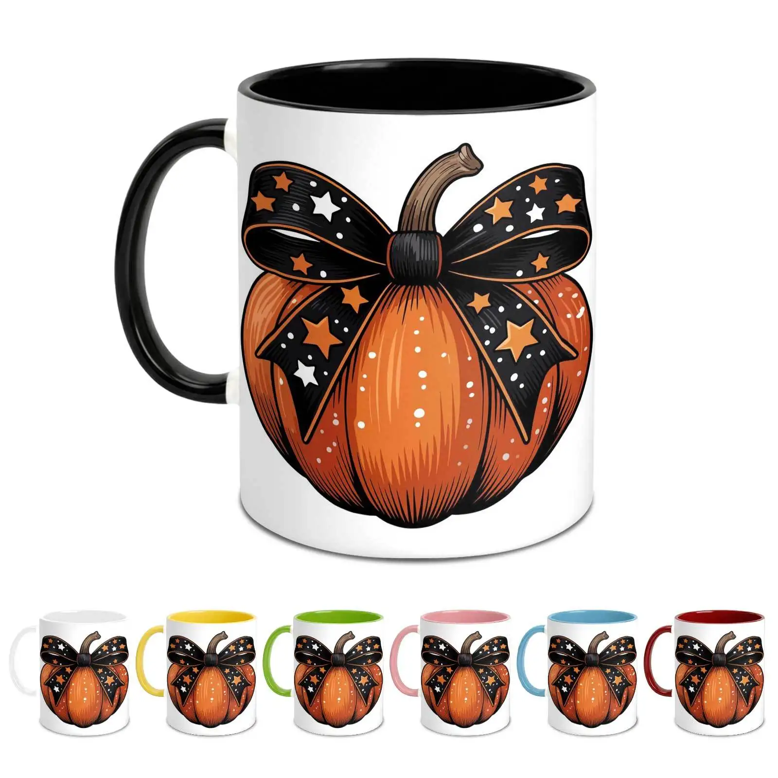 1pc [SXIUUZ] Pumpkin Mug with Bow - 11oz Ceramic Cup, Cute Halloween Suitable for Home, Office, Gifts for,, Men & Women, Pumpkin-Shaped Tumbler with Bow Design, No Assembly Required