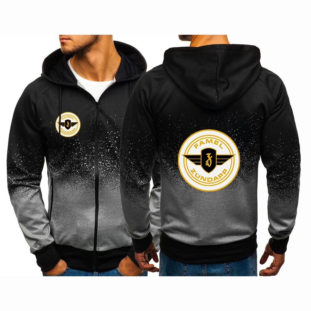 

Zundapp Motorcycle 2024 Men's New Gradient Sweatshirts Harajuku Hoodies Zipper Pullover Cotton Clothing Jackets Coat Tops