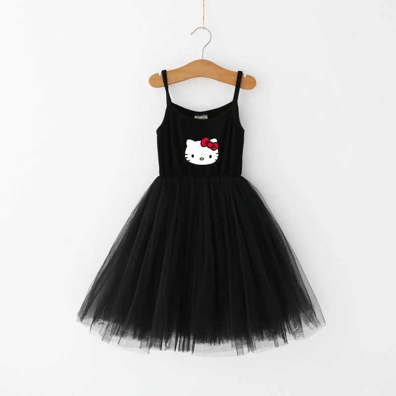 Hello Kitty Girl Dresses Princess Wind Skirt Set Cartoon Anime Cute Hello Kitty Dress Clothes Suit Little Princess Party Clothe