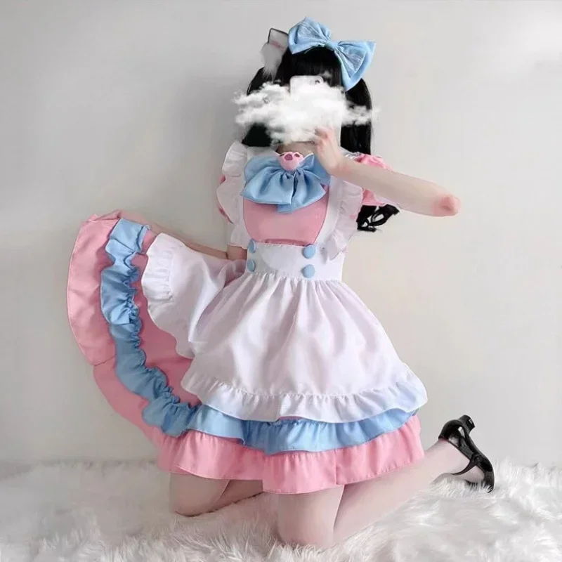 女性のためのロリータアニメコスプレ衣装,メイド服,かわいいステージ,ハロウィーンのカワイイドレス,日本のドレス