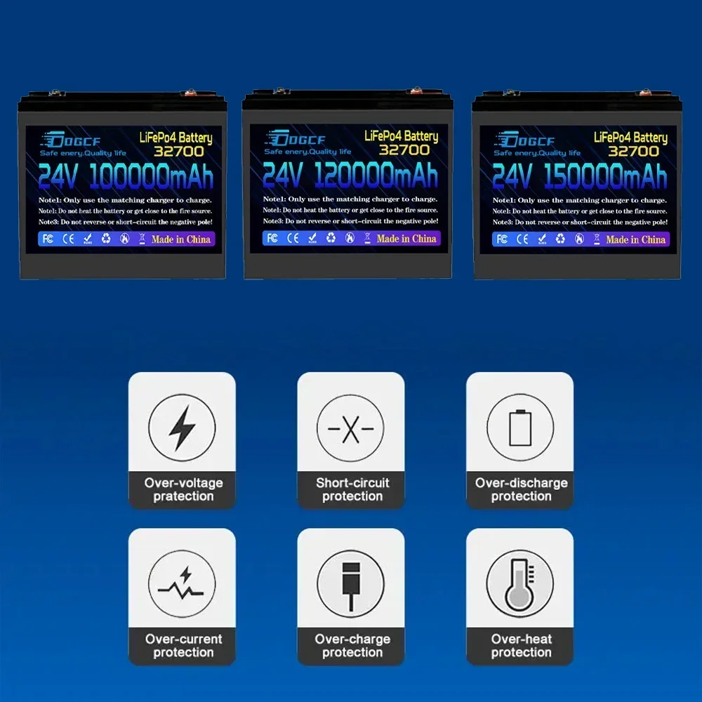 24V 150AH LiFePO4 32700 batterij Ingebouwde 120A BMS RV oplaadbare lithium-ijzerfosfaat, Solar Marine Overland off-grid batterij