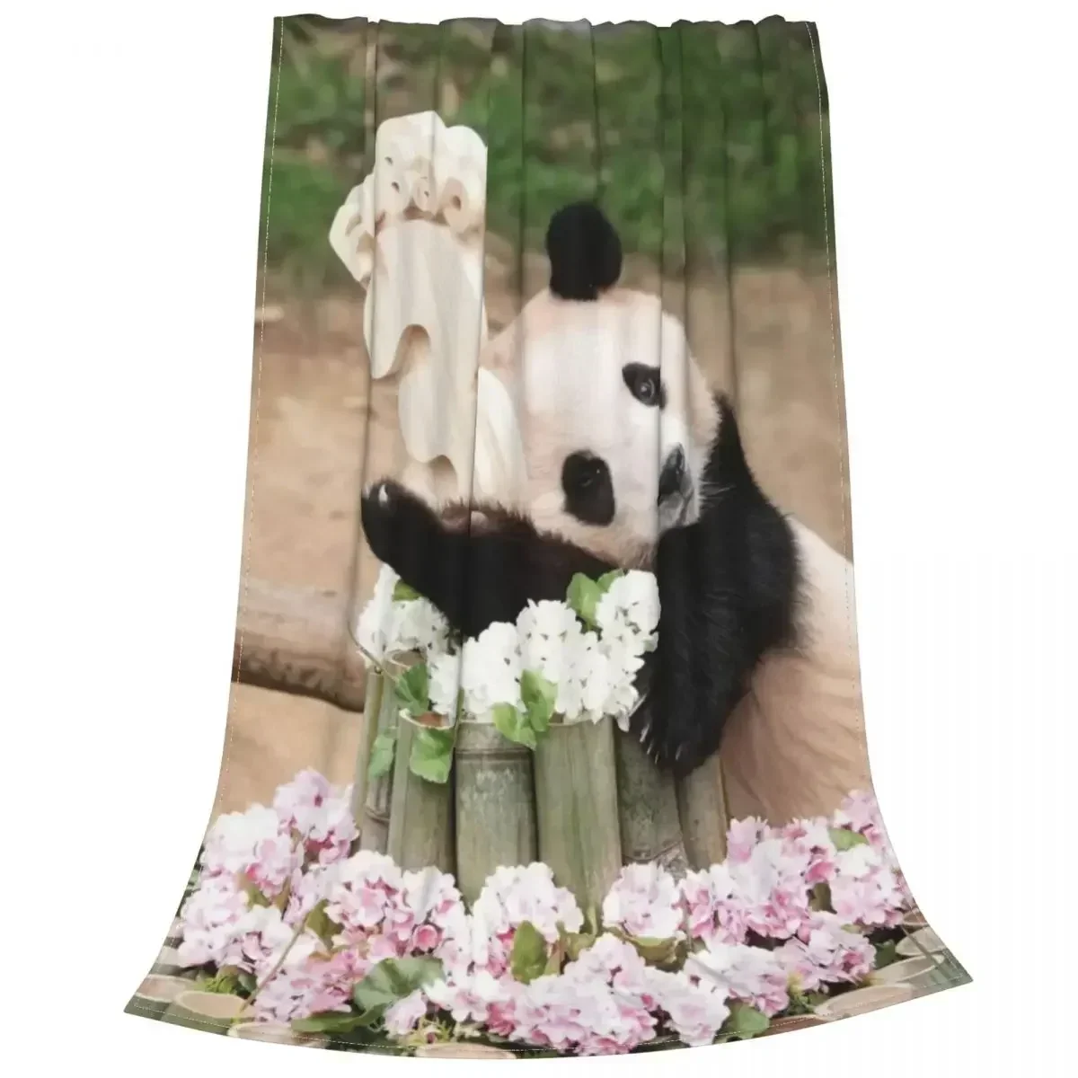 

Fubao Panda Throw Blanket Soft Plush Sherpa Easy Care Machine Washable for Home and Travel Comfort