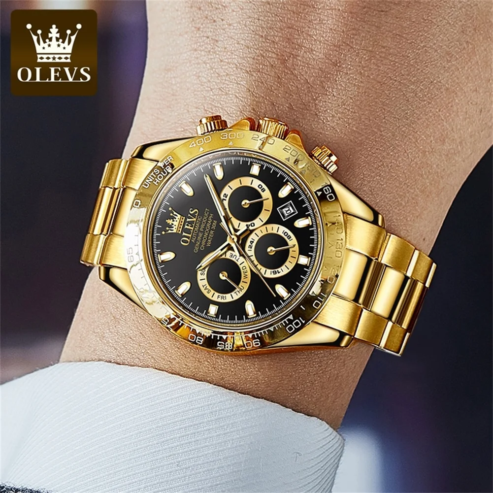 OLEVS 6638 Waterproof Mechanical Watch For Men Stainless Steel Luxury Calendar Automatic Wrist Watches Luminous Business Watch