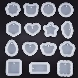 Geometry Keychain Tag Pendant Epoxy Resin Silicone Mold DIY Heart Star Pendant Listting Crystal Resin Mold Jewelry Making Craft