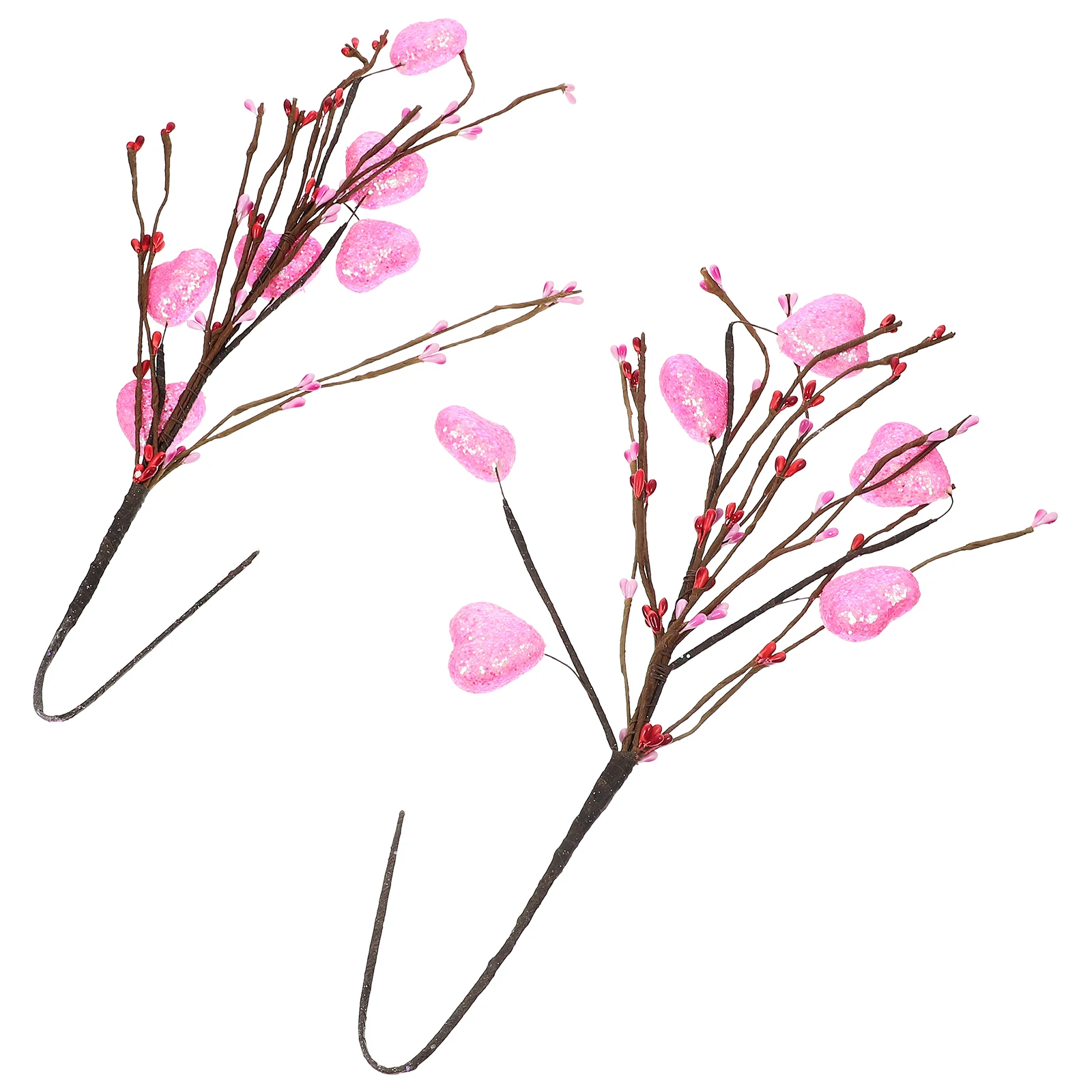 

2pcs Heart Valentines Flowers Decor Stems Artificial Flowers Decoration Foam Ornaments Wedding Photo Props Bright Colors