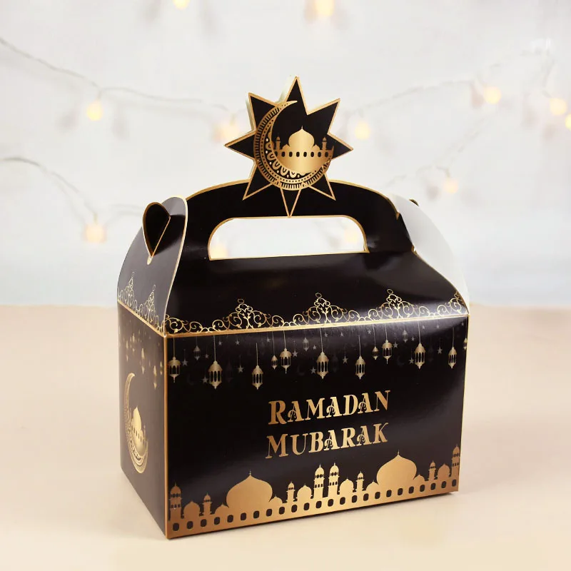 Cajas de recuerdo de pastel Eid Mubarak, caja de regalo de Chocolates de caramelo de Ramadán, fiesta musulmana, Ramadán, Kareem, Eid Al Adha, caja de recuerdo de fiesta, 8 unids/set por Set