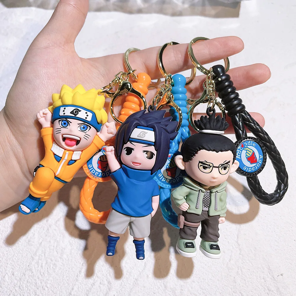 Cartoon PVC Naruto Anime Peripheral Keychain Naruto Silicone Figure Car Key Chain Christmas, Halloween Gift