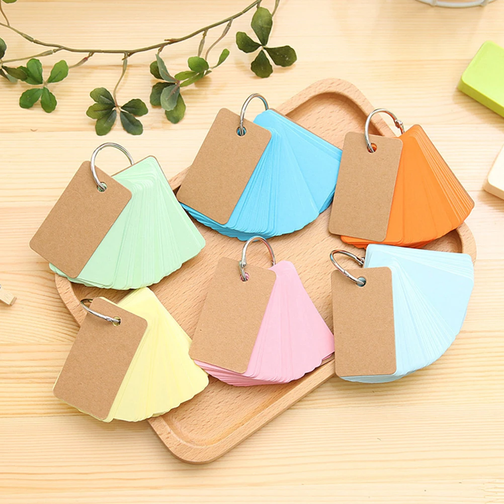 

5pcs Blank Flashcards Notepad Pocket Index Binder Ring Memo Office Travel Studying Vocabulary Notes Thick Paper Metal